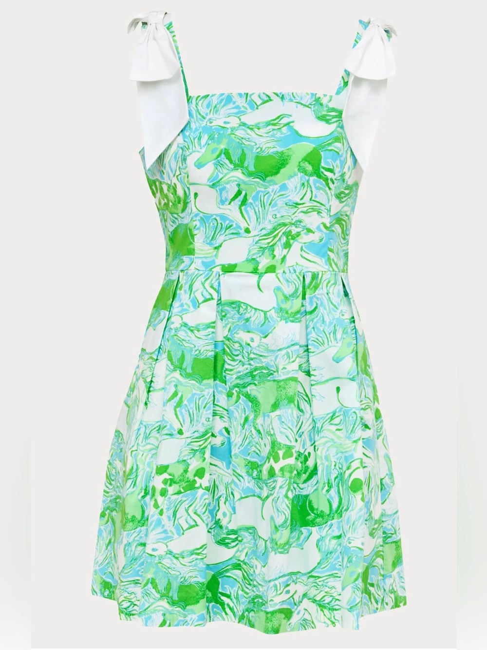 Lilly Pulitzer Cerese Skirted Romper Bow Strap Green Blue Size 8
